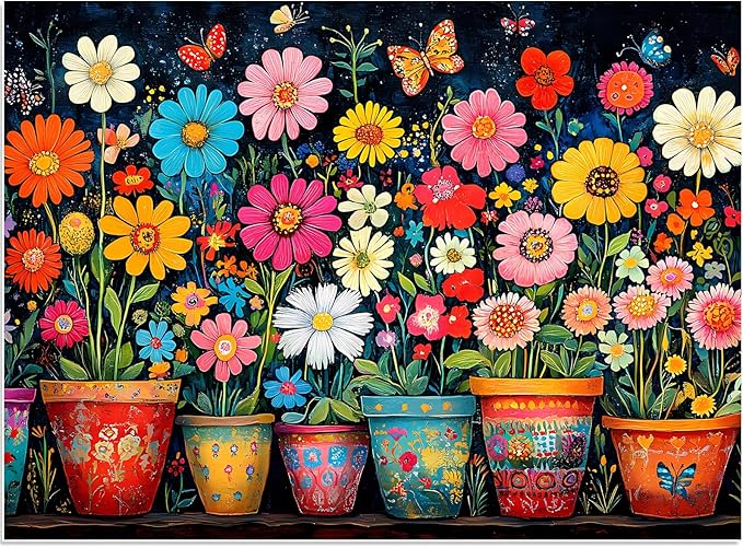 500 Piece Jigsaw Puzzle for Adults, Colorful Wildflowers Puzzle 500 Pieces for Adults Elderly, Recycled Cardboard Challenging Puzzle Perfect for Game Nights Finished Size 20.5 x 15 Home Decor