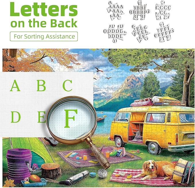 Blueforest 1000 Piece Puzzle for Adults - Scenic Mountain Lake Camping Landscape, 27.5x19.7 Inches Premium Jigsaw Puzzle for Game Nights Relaxation & Home Decor