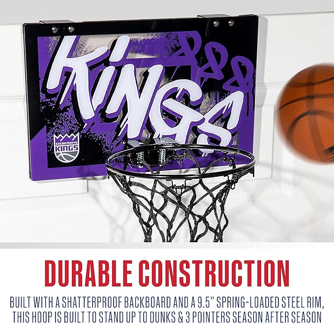 Franklin Sports NBA Team Over the Door Basketball Hoops - Kids Indoor Mini Basketball Hoop + Ball Set - NBA Fan Mini Hoops
