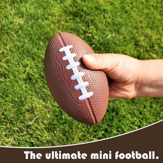 3 Pack of Mini Foam Footballs for Kids - Small, Tiny Football 4.75" in Length - Little Toy Football