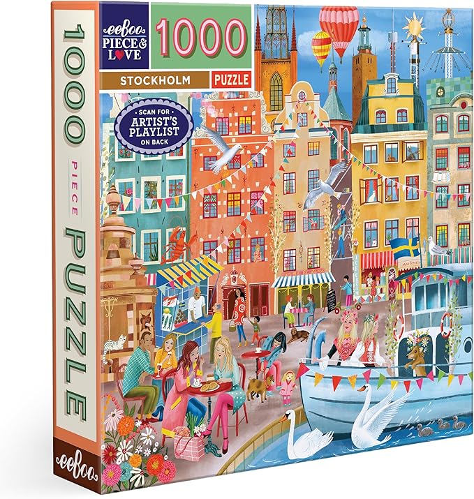 eeBoo 1000 Piece Puzzle - Stockholm Jigsaw Puzzle for Adults, Square 23" x 23" Made with Recycled Board & Vegetable-Based Ink