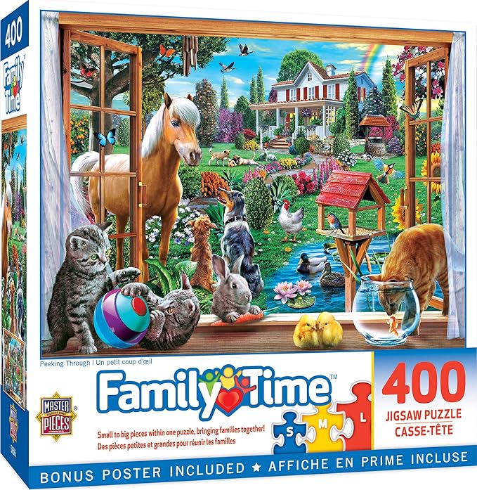 MasterPieces 400 Piece Jigsaw Puzzle For Adults, Family, Or Youth - Peeking Through - 18"x24"