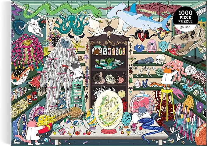 Galison World of Curiosities – 1000 Piece Jigsaw Puzzle Featuring Humorous Illustrations of A Spooky Shop Scene