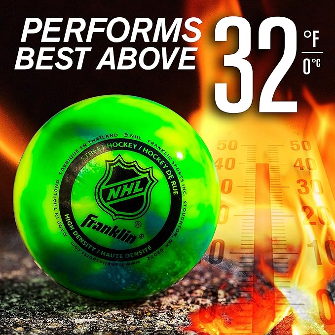 Franklin Sports NHL Street Hockey Balls - No Bounce Outdoor Street + Roller Hockey Balls - Official Size for Youth + Adult Street Hockey - Assorted Colors - 1, 2, 3, and 15 Bulk Packs