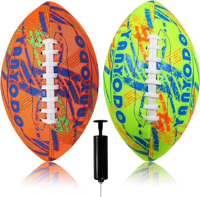 Pool Beach Water Football - 2 Pack Waterproof Football Great Grip for Swimming Pool Beach Lake Park Backyard Outdoor Play