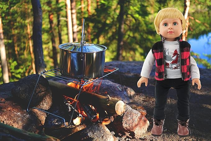 American Fashion World Boy’s Outdoorsy 3 Piece Vest and Pant Sets for 18-Inch Dolls | Premium Quality & Trendy Design