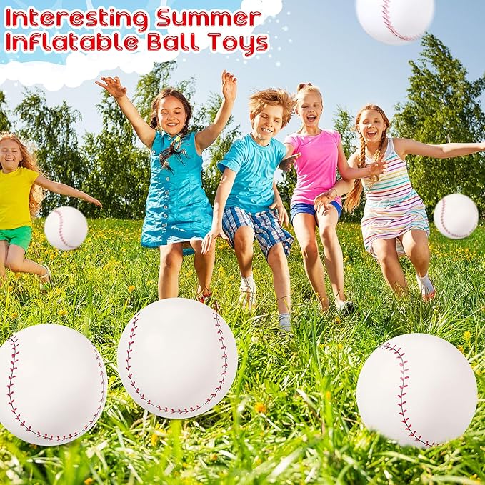 24 Pack Inflatable Baseball Beach Ball Pre-12 Inch Small Blow up Beach Balls Baseball Bulk Inflatable Balls for Summer Swimming Pool Ball Beaches Game Toys Outdoor Sports Events Baseballs Party Favors