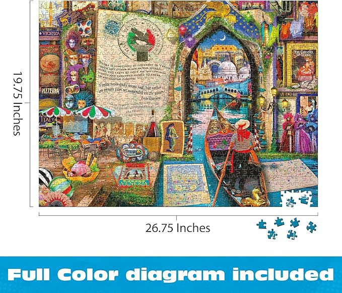 Buffalo Games - 1000 Piece Aimee Stewart Life is an Open Book- Venice Jigsaw Puzzle Challenging and Colorful Puzzle for Adults – Precision-Cut Pieces, Beautiful Artwork, and Hours of Relaxing Fun
