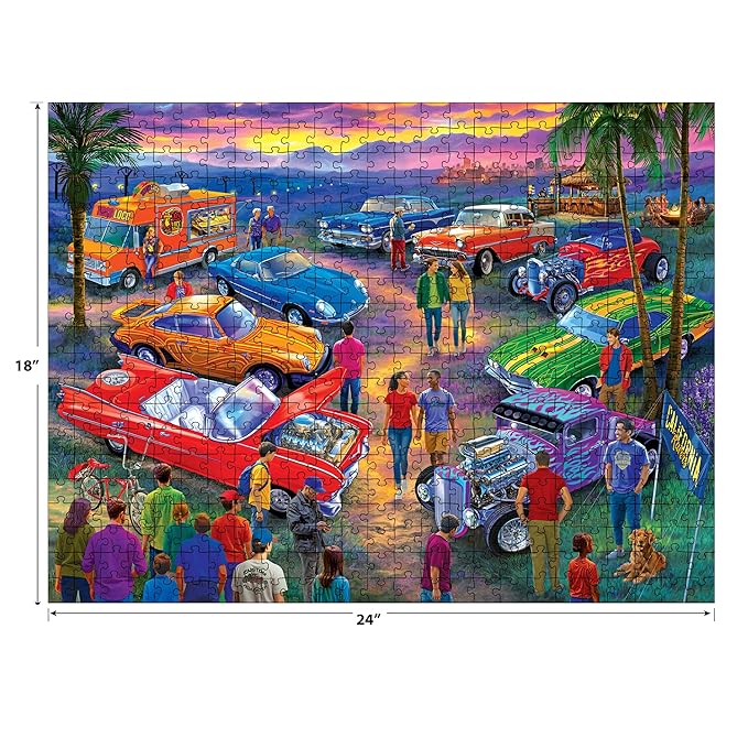 Roseart - Bigelow Illustrations - California Car Show - 500 Piece Jigsaw Puzzle for Adults