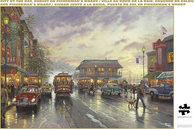 Buffalo Games - Gold - Thomas Kinkade - City by the Bay, Sunset on Fisherman's Wharf - 500 Piece Jigsaw Puzzle for Adults - Challenging Puzzle Perfect for Game Nights