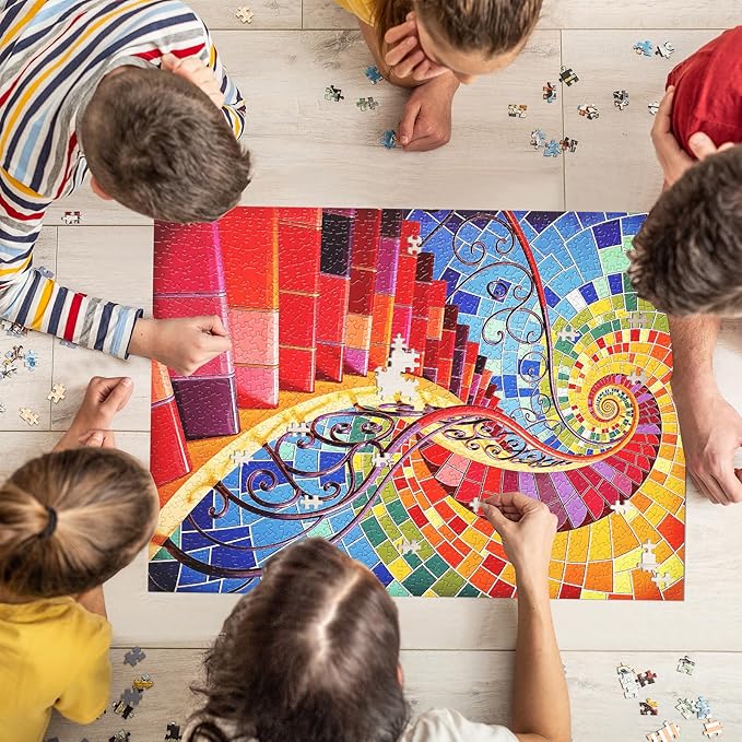 Jigsaw Puzzles for Adults 1000 Pieces, Vibrant Colorful Difficult Challenging Unique Puzzle for Game Night Family Home Decor, 20x27 Inches, Rainbow Ladder