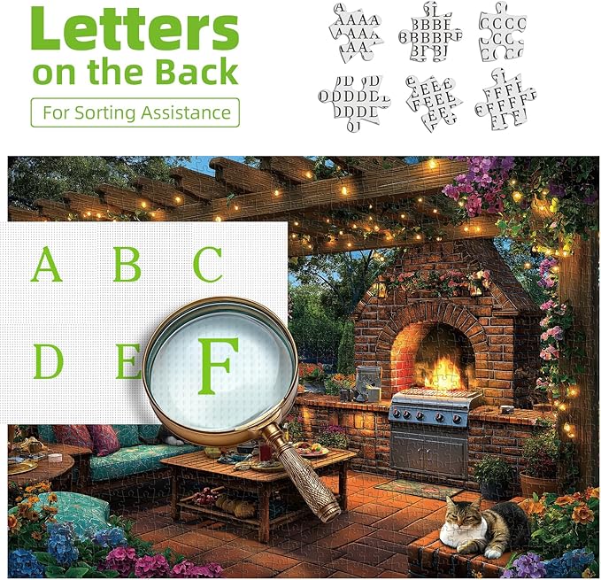 MINIWAN 1000 Piece Jigsaw Puzzle for Adults - Challenging Garden Patio Scene with Twinkling Lights, Vibrant Hydrangeas - 27.5"x19.7" Art Puzzle, Unique Gift for Game Nights