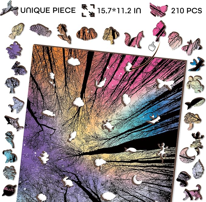 Hard Impossible Wooden Puzzles for Adults 210 Piece, Challenging Difficult Wood Puzzles for Adults, Colorful Gradient Puzzle for Adult