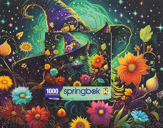 Springbok's Enchanted Cat 1000 Piece Jigsaw Puzzle Features a Mystical Cat in This Halloween Themed Puzzle