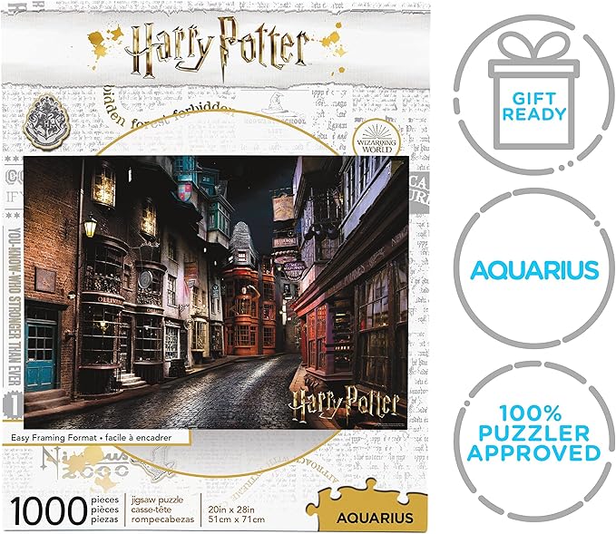 AQUARIUS Harry Potter Puzzle Diagon Alley (1000 Piece Jigsaw Puzzle) - Officially Licensed Harry Potter Merchandise & Collectibles - Glare Free - Precision Fit - Virtually No Puzzle Dust - 20x28in