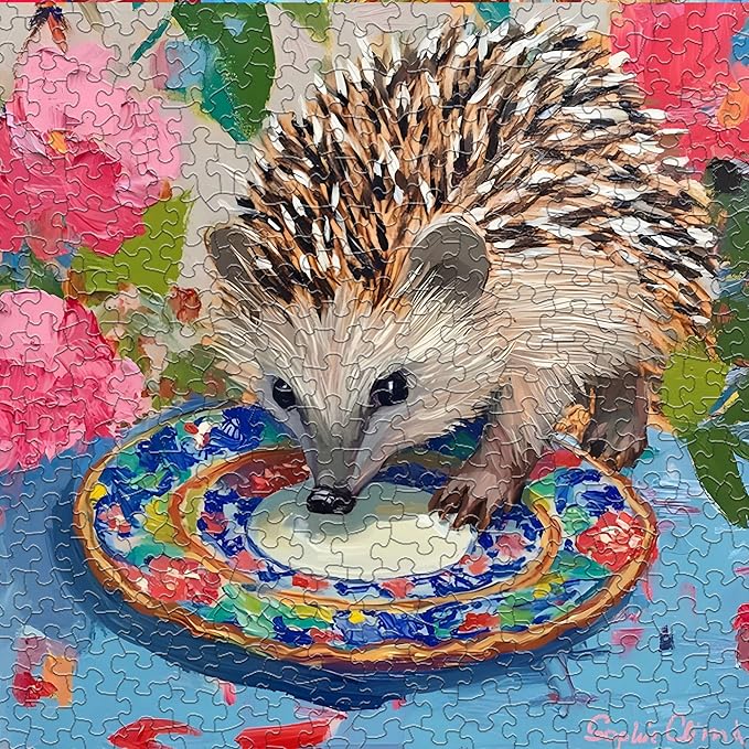 Springbok Little Explorer 500 Piece Jigsaw Puzzle for Adults and Family - Cute Hedgehog - Unique Cut Pieces