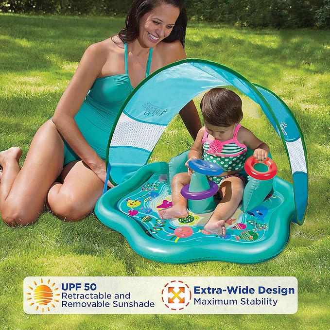 SwimSchool Infant Baby Pool Floats, Free Swimming, Super Buoyant – Ages 6-24 Months – Multiple Colors/Styles – Adjustable Canopies and Seats, Splash & Play Baby Floaties
