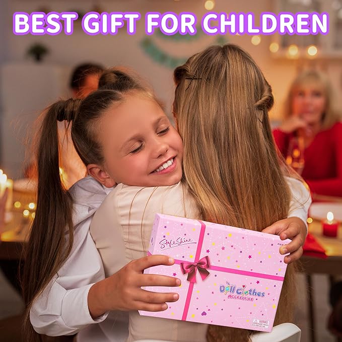 Style Shine 90 Pcs Doll Clothes and Accessories,2 Wedding Gowns 2 Evening Dresses 6 Fashion Dresses 4 Set Casual Outfit Top and Pant 2 Swimsuit,20 Hanger 10 Shoe 41 Accessories Toys for Girls Kid Gift