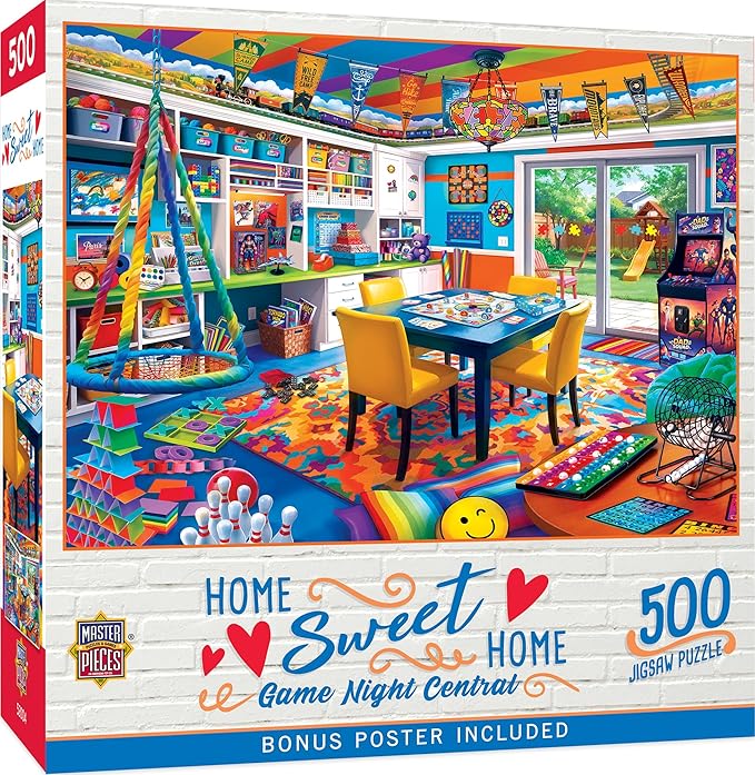 Masterpieces 500 Piece Jigsaw Puzzle for Adults, Family, Or Youth - Game Night Central - 15"x21"