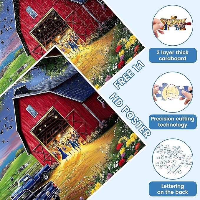 500 Pieces Jigsaw Puzzles for Adults, Evening Farm Puzzle for Adults Seniors, Dance Puzzle 500 Pieces, Gift for Birthday, Home Decor, Fun for Family(20.5 * 15 in)