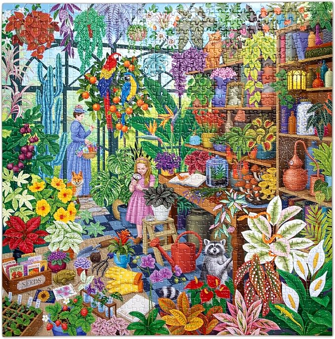 eeBoo 1000 Piece Puzzle - Alchemist's Greenhouse Jigsaw Puzzle for Adults, Square 23" x 23" Made with Recycled Board & Vegetable-Based Ink