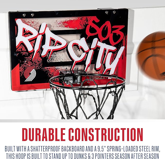 Franklin Sports NBA Team Over the Door Basketball Hoops - Kids Indoor Mini Basketball Hoop + Ball Set - NBA Fan Mini Hoops
