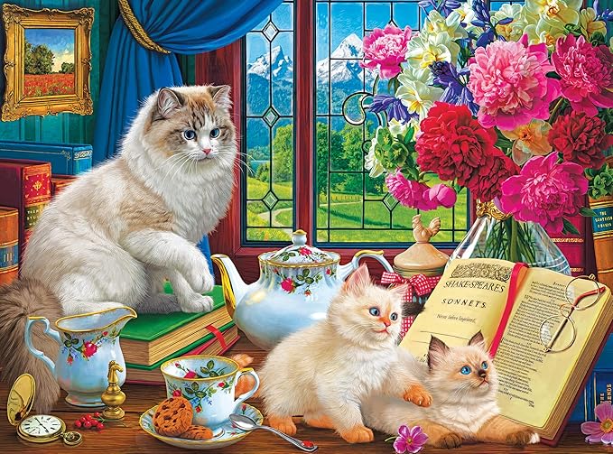 RoseArt - Fancy Cats - Afternoon Lessons - 750 Piece Jigsaw Puzzle for Adults
