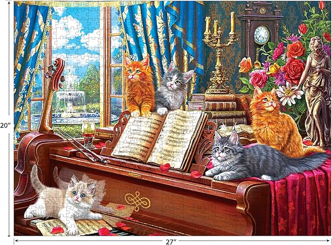 RoseArt - Fancy Cats - Piano Lessons - 750 Piece Jigsaw Puzzle for Adults
