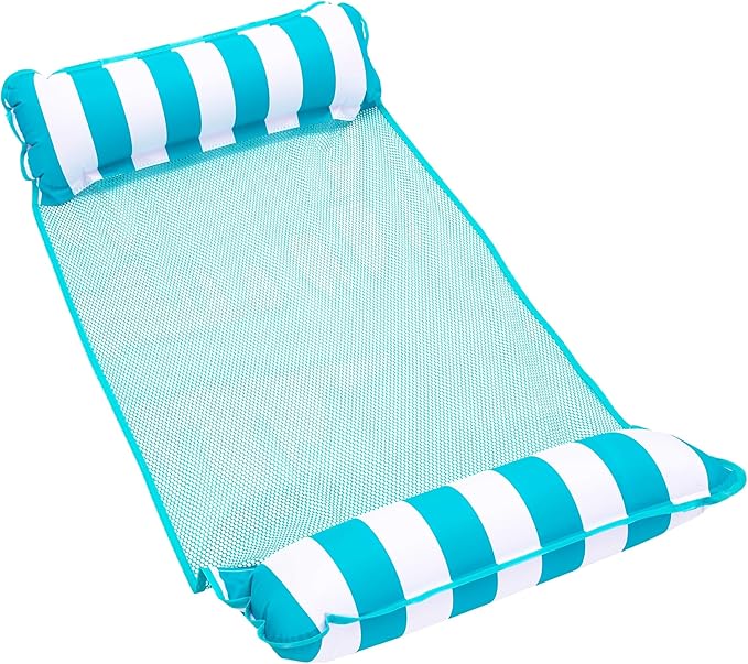 Aqua Original 4-in-1 Monterey Hammock Pool Float & Water Hammock – Multi-Purpose, Inflatable Pool Floats for Adults – Patented Thick, Non-Stick PVC Material – Light Blue