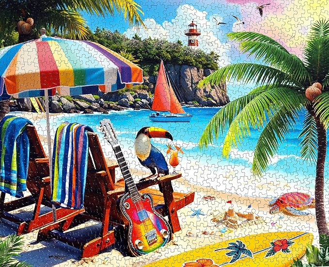 Springbok Tropical Paradise 1000 Piece Jigsaw Puzzle for Adults - Relaxing Beach Scene - Unique Cut Pieces - Made in USA