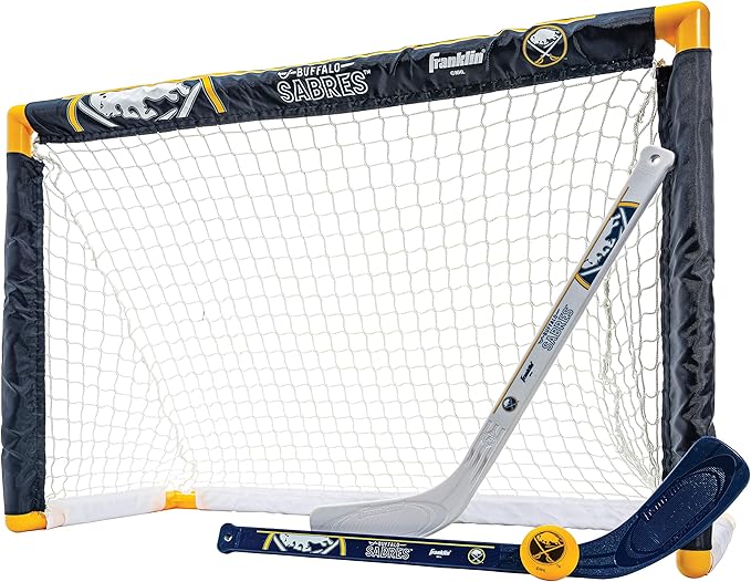 Franklin Sports NHL Mini Hockey Set - Kids Indoor Knee Hockey Goal, Ball, + 2 Stick Combo - Youth Team Indoor Toy Set - Official - Ages 3+