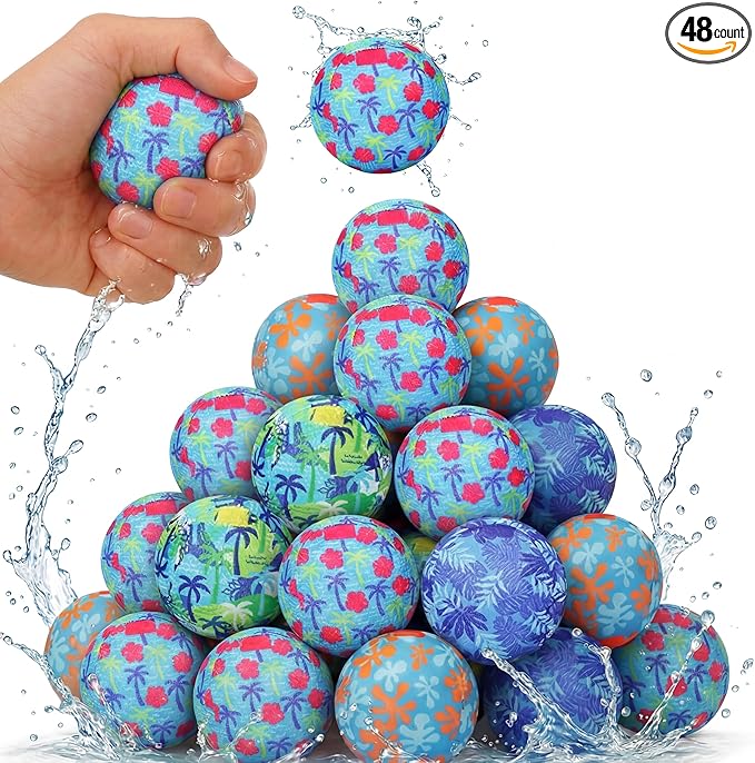 Reusable Water Float Balls Pool Beach Toys for Outdoor Summer Activities 2 Inch Splash Water Small Absorbent Balls Bulk for Adult Swimming Beach Soaking Game Party