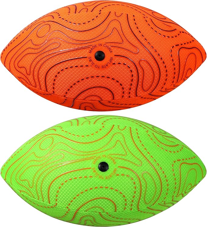 Pool Beach Water Football - 2 Pack Waterproof Football Great Grip for Swimming Pool Beach Lake Park Backyard Outdoor Play(Size 6,Orange&Green)