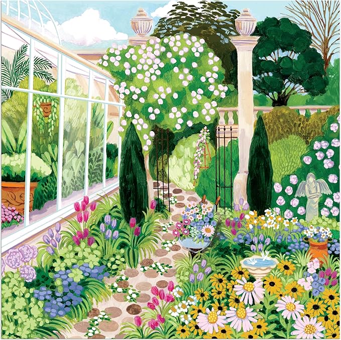 Galison Evergreen Gardens – 500 Piece Jigsaw Puzzle Featuring Beautiful Artwork of A Conservatory Pathway Garden