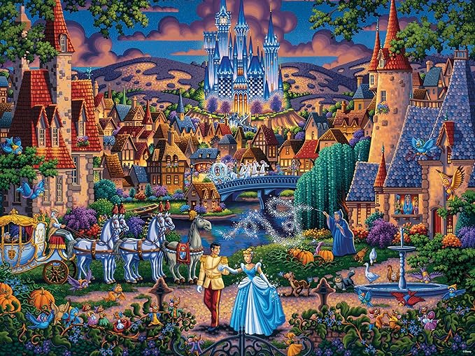 Ceaco - Disney - Dowdle - Cinderella's Enchanted Evening - 1500 Piece Jigsaw Puzzle - Colorful Puzzle for Adults – Precision-Cut Pieces, Beautiful Artwork, and Hours of Relaxing Fun