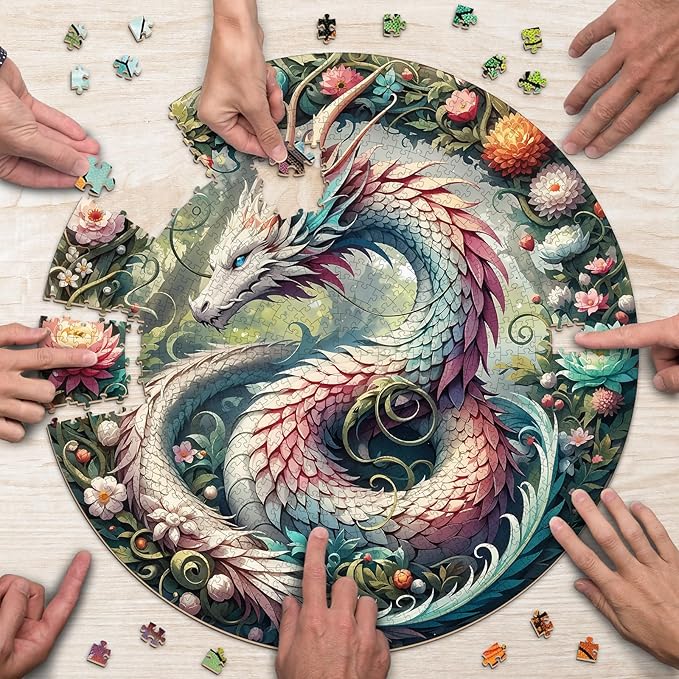 Dragon Puzzles for Adults 1000 Pieces, Round Mandala Jigsaw Puzzles 1000 Pieces, Impossible Difficult Hard Challenging Puzzles for Adults (26.5 * 26.5in)