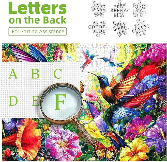 1000 Piece Hummingbird Jigsaw Puzzle - Vibrant Floral Bird Garden with Butterflies, Colorful Nature Art Puzzle for Adults and Families
