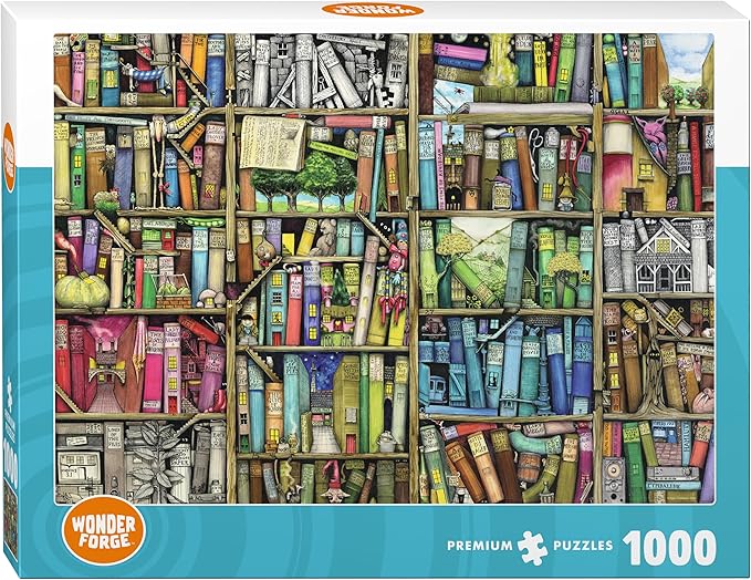 Wonder Forge Bizarre Bookshop 1000 Piece Jigsaw Puzzle for Adults | Unique, Perfectly-Fitting Pieces | Fun, Vibrant Imagery | Amazon Exclusive