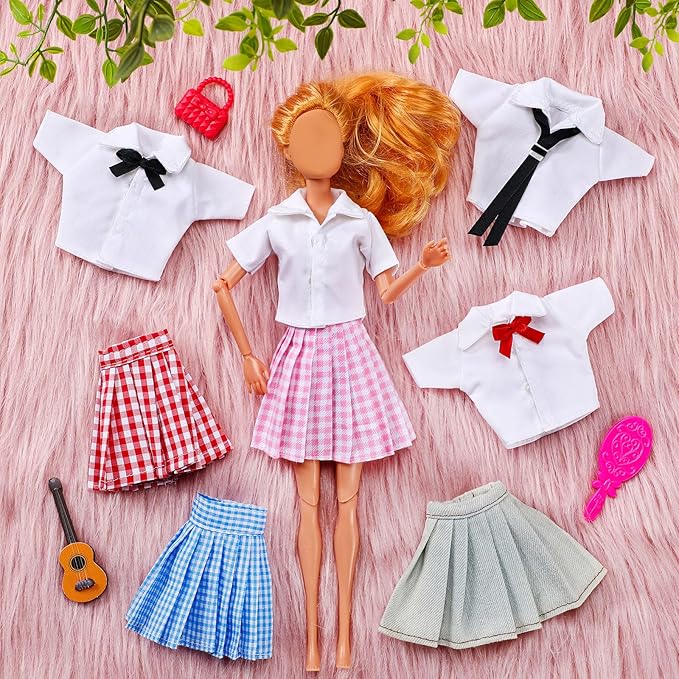 Bencailor 8 Pieces Doll Clothes for 11.8 Inch Doll Accessories Shirt Skirts Dress Outfit Clothing for Birthday Gift(Cute)