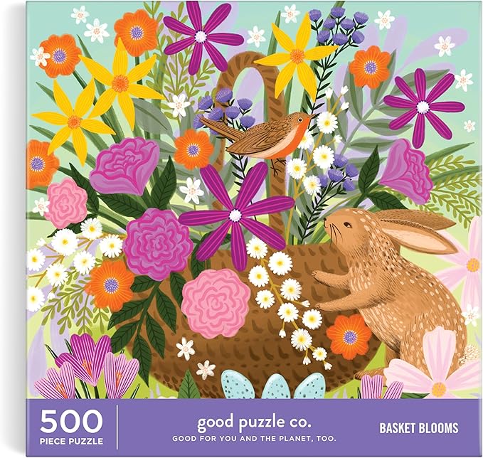 Good Puzzle Co Basket Blooms – 500 Piece Jigsaw Puzzle Featuring Beautiful Artwork of Flower Basket Arrangement for Spring