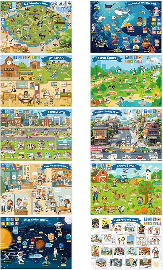 Educational Toys for 2+ Year Old,Talking Pen with 20 Interactive Toddler Learning Posters,Preschool Learning Activities,Toys for Autistic Kids,Birthday Gifts for Boys Girls Ages 2 3 4 5 6