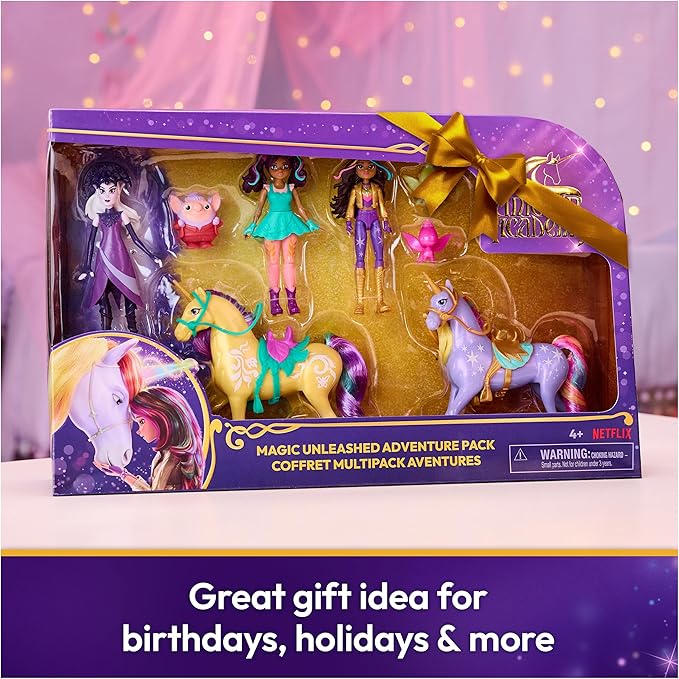 Unicorn Academy, Magic Unleashed Adventure Pack with Sophia, Ava, Ravenzella, Wildstar, Leaf & More, Dolls & Unicorn Toys for Girls Ages 4 and up