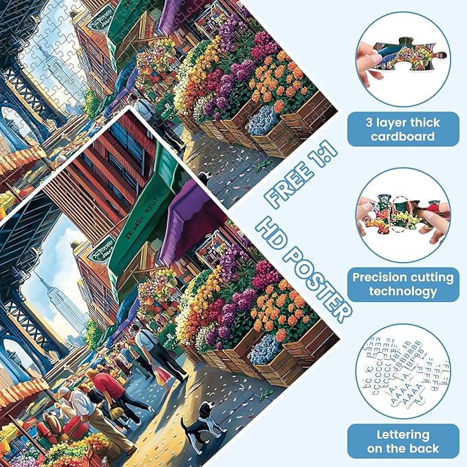 500 Pieces Landscape Puzzles for Adults, Flowers Puzzle for Adults, City Puzzle 500 Pieces, Gift for Birthday, Home Decor, Fun for Entertainment(20.5 * 15 in)