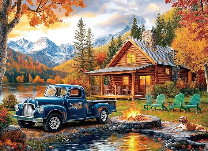 500 Piece Puzzles for Adults Blue Pickup & Cottage 20.5 x 15 Inch 500 Piece Jigsaw Puzzles for Adults Puzzles 500 Pieces for Adults Educational Challenge Puzzle