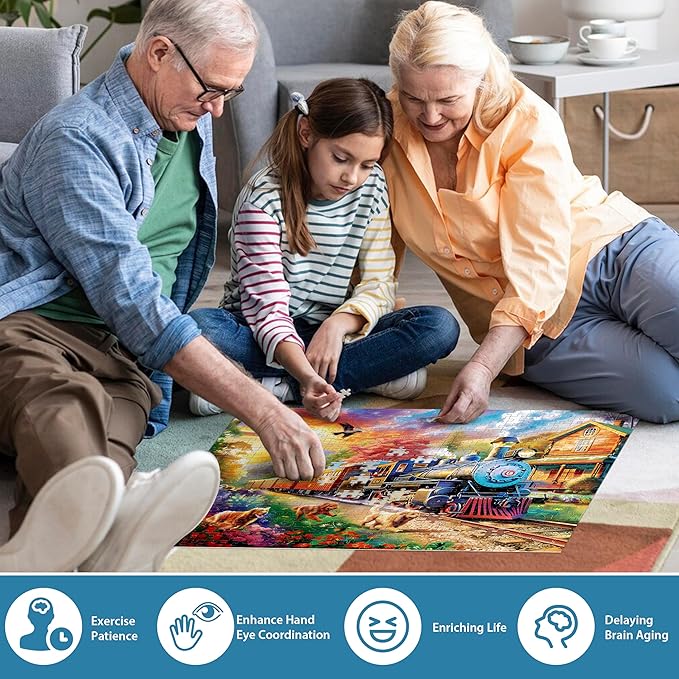 500 Piece Puzzles for Adults, Jigsaw Puzzles 500 Pieces, Dogs Puzzle 500 Pieces for Adults, Train Jigsaw Puzzle Funny Challenging, Great Gift for Family Friends, 21 x 15 in