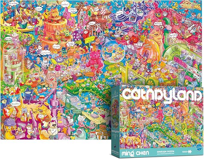 Antelope 3 in 1 1000 Piece Puzzle Bundle - Catndyland - 1000 Piece Jigsaw Puzzle with Drive in Movie and Roller Coaster