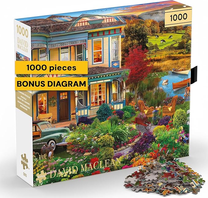Buffalo Games – Garden Country Home - 1000 Piece Jigsaw Puzzle - Premium Gold Collection Giftable Puzzle for Adults – Precision-Cut Pieces, Beautiful Artwork