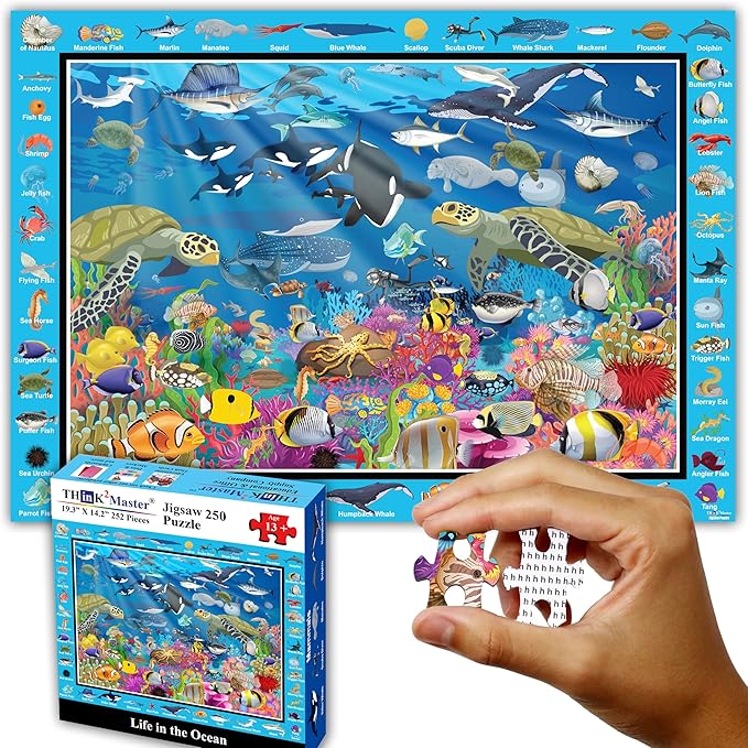 Think2Master Ocean Life 250 Pieces Jigsaw Puzzle. Great Gift Item. 14.2” X 19.3”