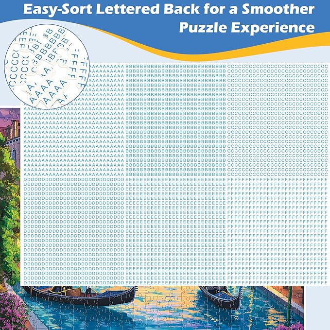 2 Pack 500 Pieces Puzzle for Adults,Beach Jigsaw Puzzles 500 Pieces City Building Puzzles Scenery Puzzle 500 Piece Premium Cardboard Jigsaw Puzzle for Tabletop Challenging Family Activity Gift Toy