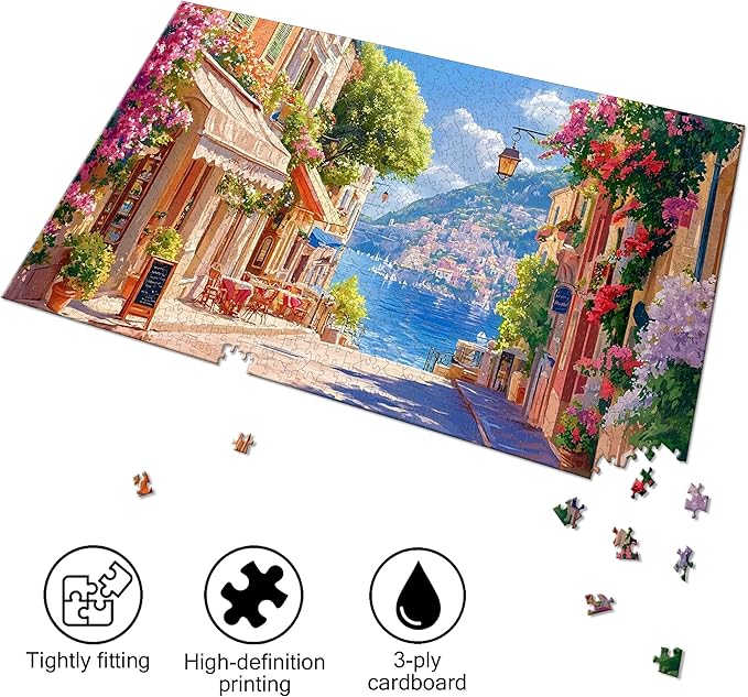 Bimkole Landscape Puzzles for Adults 1000 Pieces, Coastal Flowers Paper Jigsaw Puzzle 1000 Pieces - Fun and Challenging Family Decoration Puzzle Great Gift Idea, Finished Size is 31.5 x 16.14 in